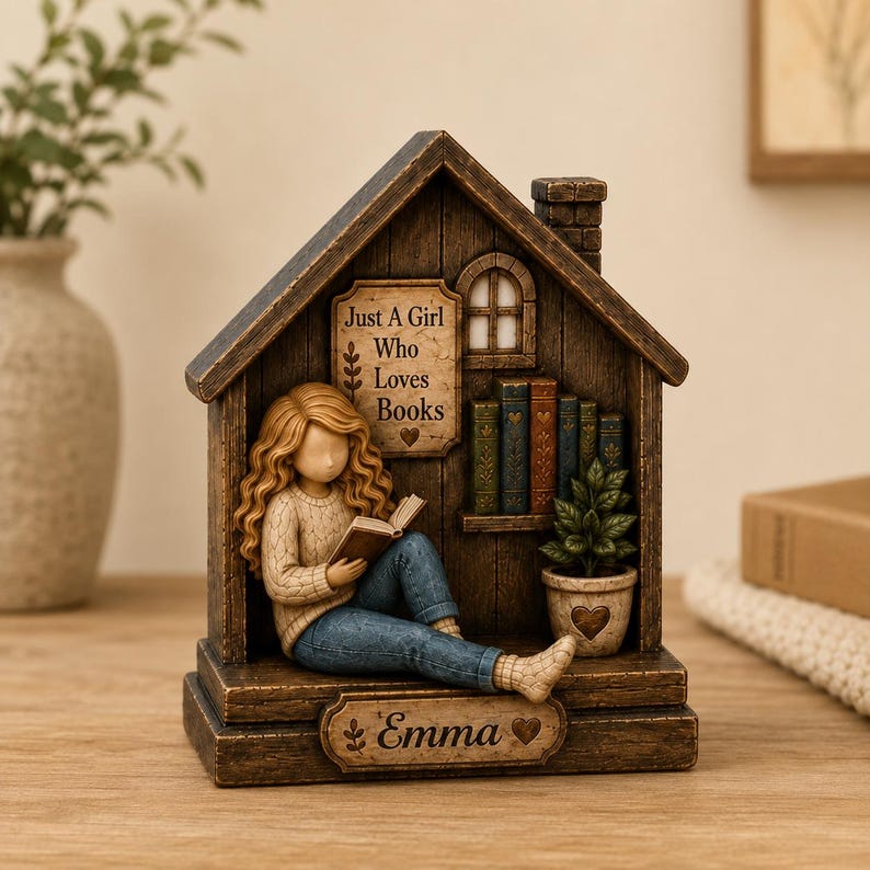 Personalized Book Lover Wooden Block Decor
