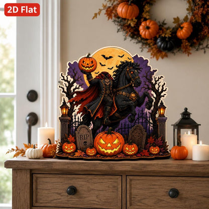 Headless Horseman Halloween Wooden Block