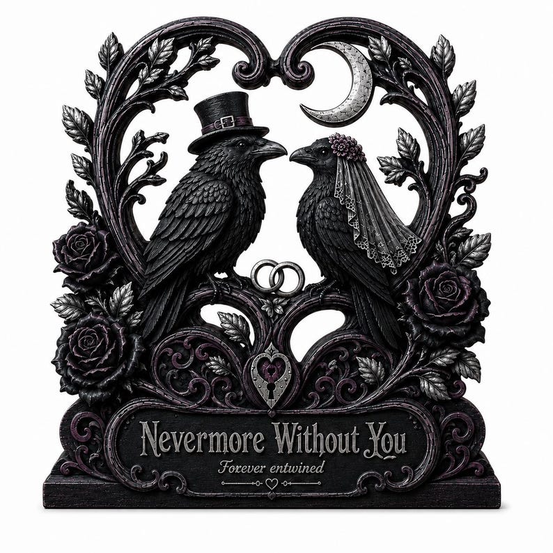 Personalized Raven Couple Wooden Sign