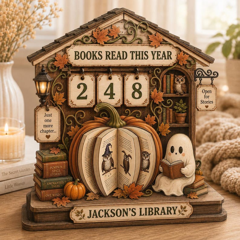 Personalized Halloween Book Tracker Sign