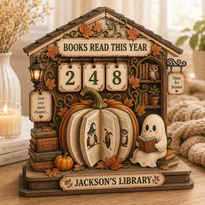 Personalized Halloween Book Tracker Sign