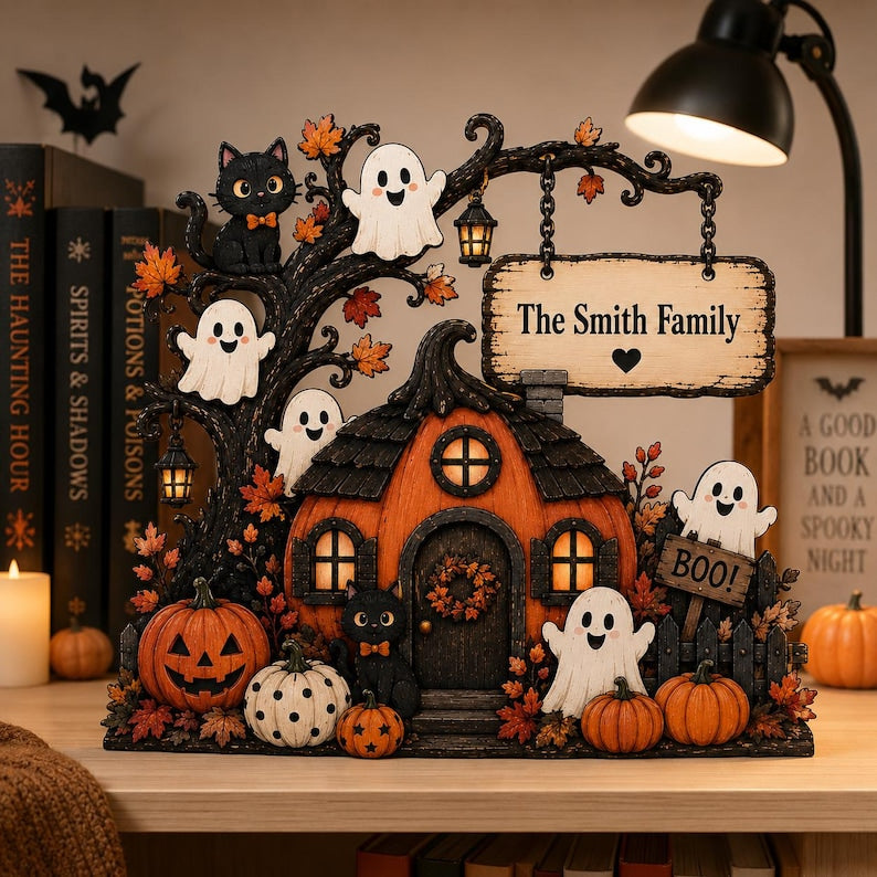 Personalized Halloween Family Wooden Block