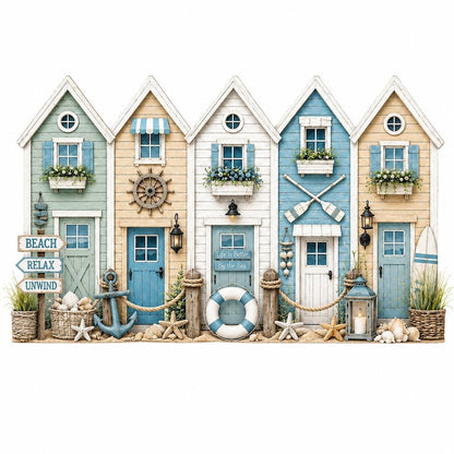 Nautical Beach House Wooden Block Shelf Sitter