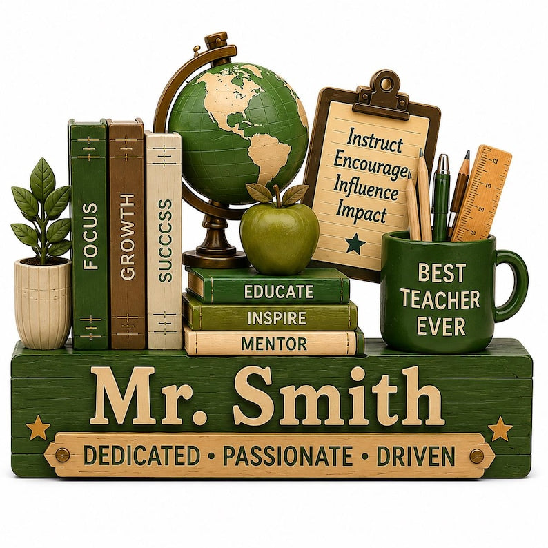 Custom Teacher Desk Name Wooden Block