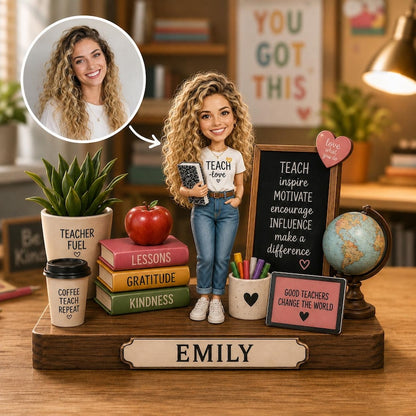 Personalized Teacher Photo Wooden Block Gift