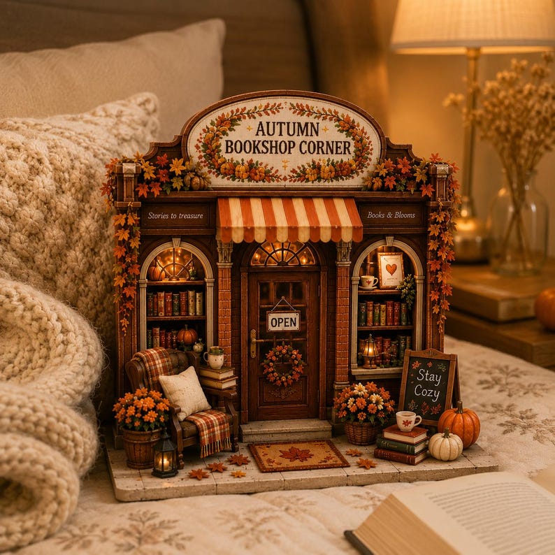 Personalized Autumn Bookstore Wooden Block
