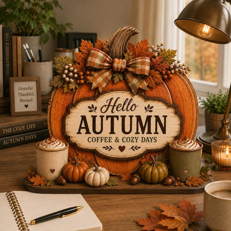 Personalized Hello Autumn Pumpkin Wooden Block