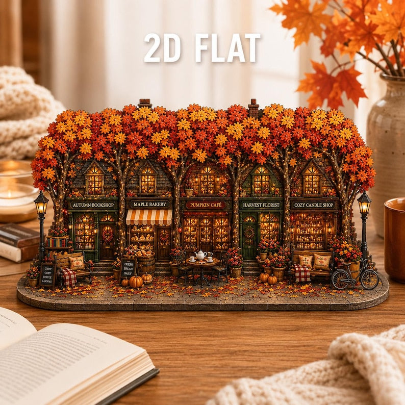 Autumn Village Wooden Block Fall Decor