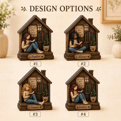 Personalized Book Lover Wooden Block Decor