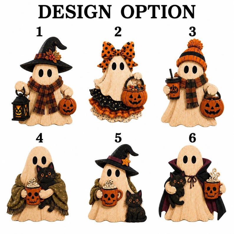Ghost Halloween Wooden Block Shelf Sitter