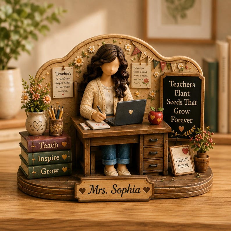 Personalized Teacher Wooden Block Decor