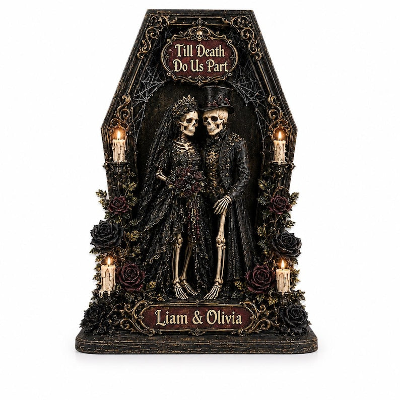 Personalized Skeleton Couple Wooden Block