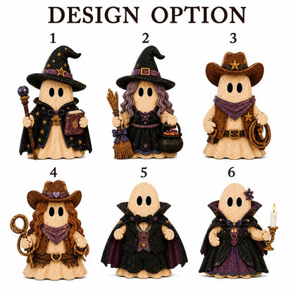 Witchy Halloween Ghost Wooden Block Decor