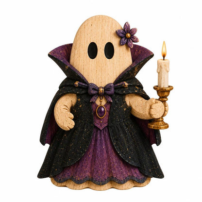 Witchy Halloween Ghost Wooden Block Decor