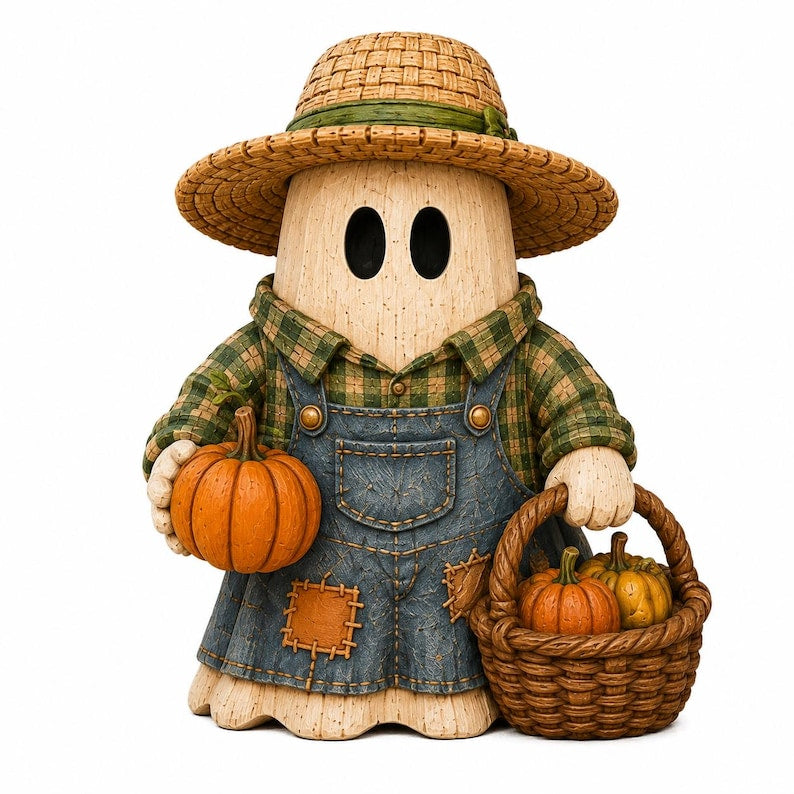 Halloween Ghost Wooden Block Shelf Decor