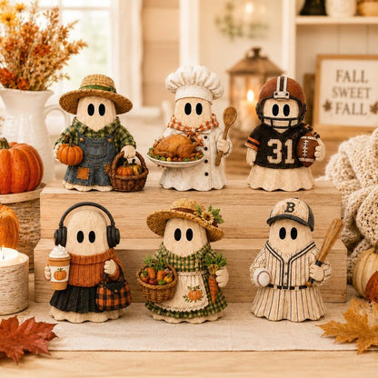 Halloween Ghost Wooden Block Shelf Decor