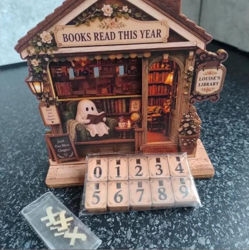 Wooden Ghost Reading Tracker Sign