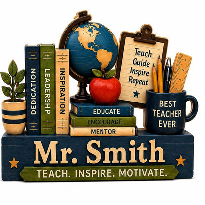 Custom Teacher Desk Name Wooden Block