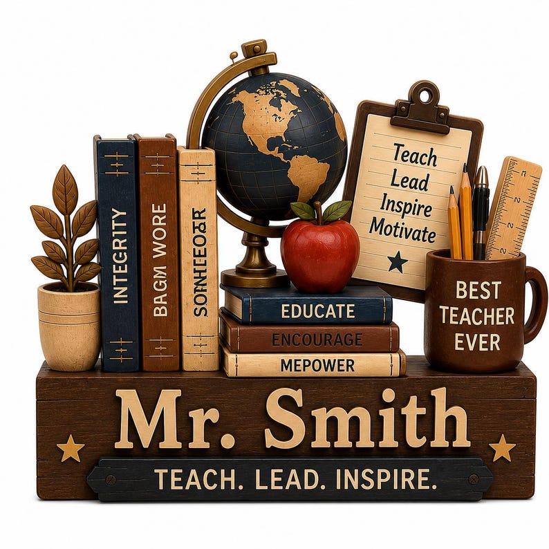Custom Teacher Desk Name Wooden Block