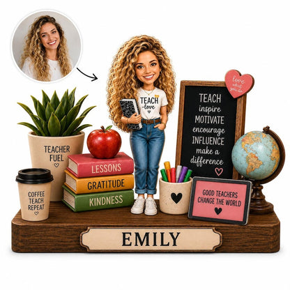 Personalized Teacher Photo Wooden Block Gift