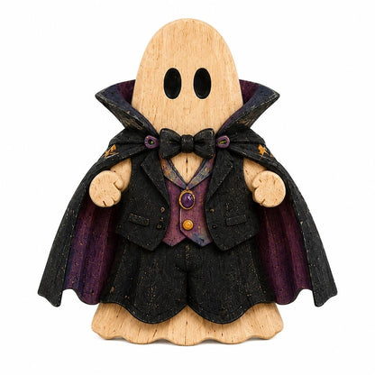 Witchy Halloween Ghost Wooden Block Decor
