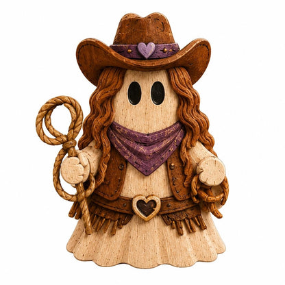 Witchy Halloween Ghost Wooden Block Decor