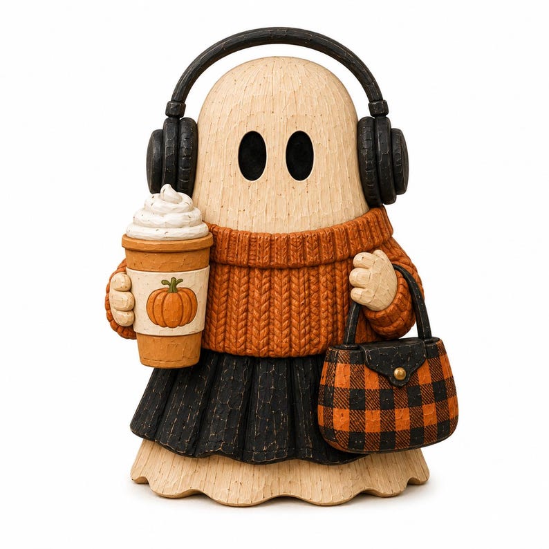 Halloween Ghost Wooden Block Shelf Decor